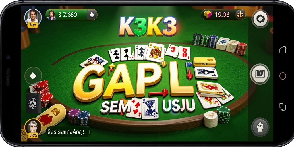 Screenshot K3K3 menampilkan gameplay seru Gaple dengan pemain aktif.