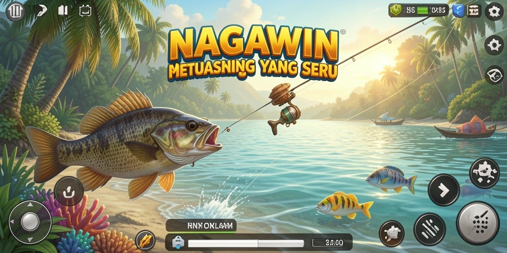 Screenshots NAGAWIN menampilkan gameplay memancing yang menarik dan seru.