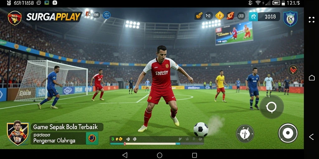 Gameplay seru dari SURGAPLAY yang menampilkan aksi sepak bola penuh ketegangan.