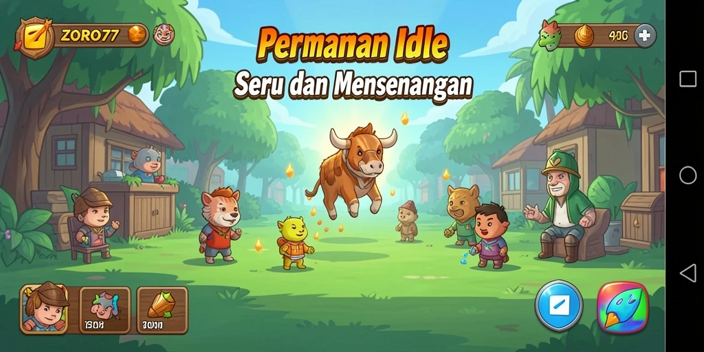 Tampilan gameplay ZORO77 yang memukau saat mengumpulkan sumber daya.